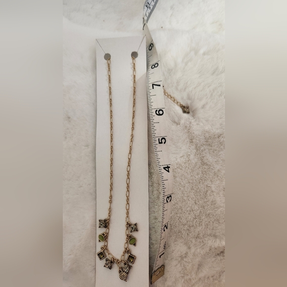 NWT Lia Sophia "Poema" Green rhinestone gold necklace - Picture 3 of 5